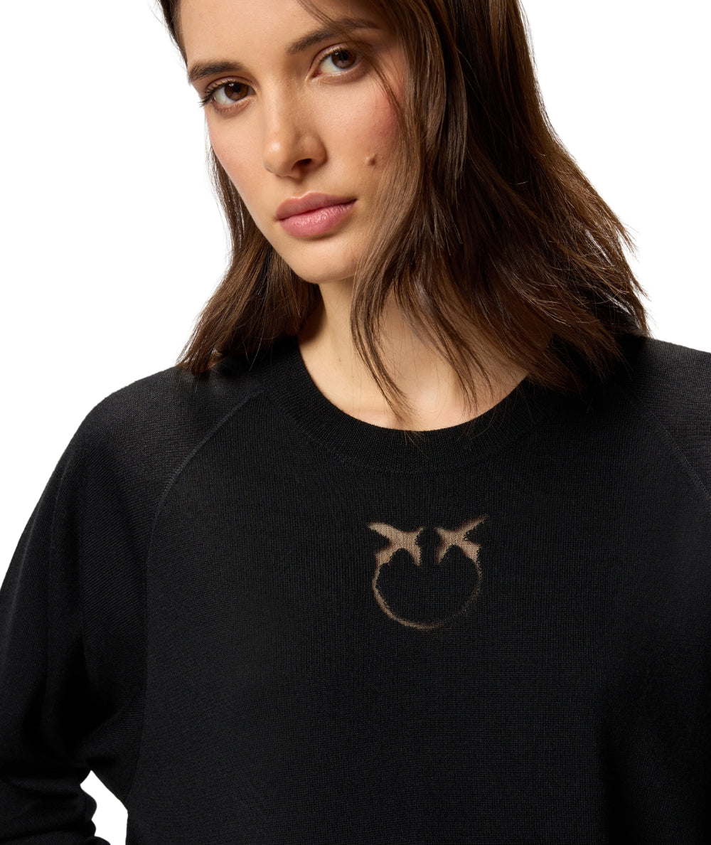 Pinko Maglia in Lana con Logo LANZAROTE Nero