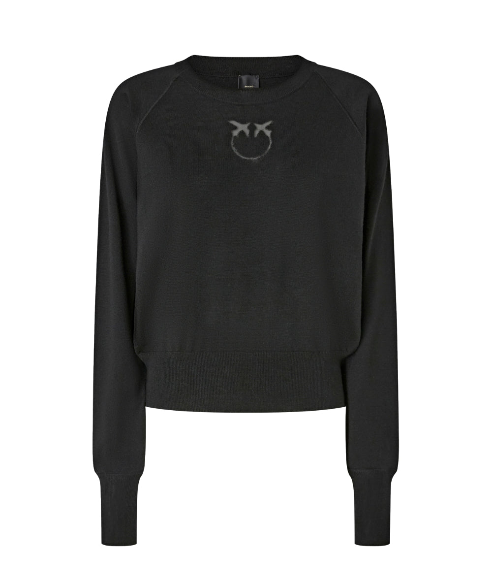 Pinko Maglia in Lana con Logo LANZAROTE Nero