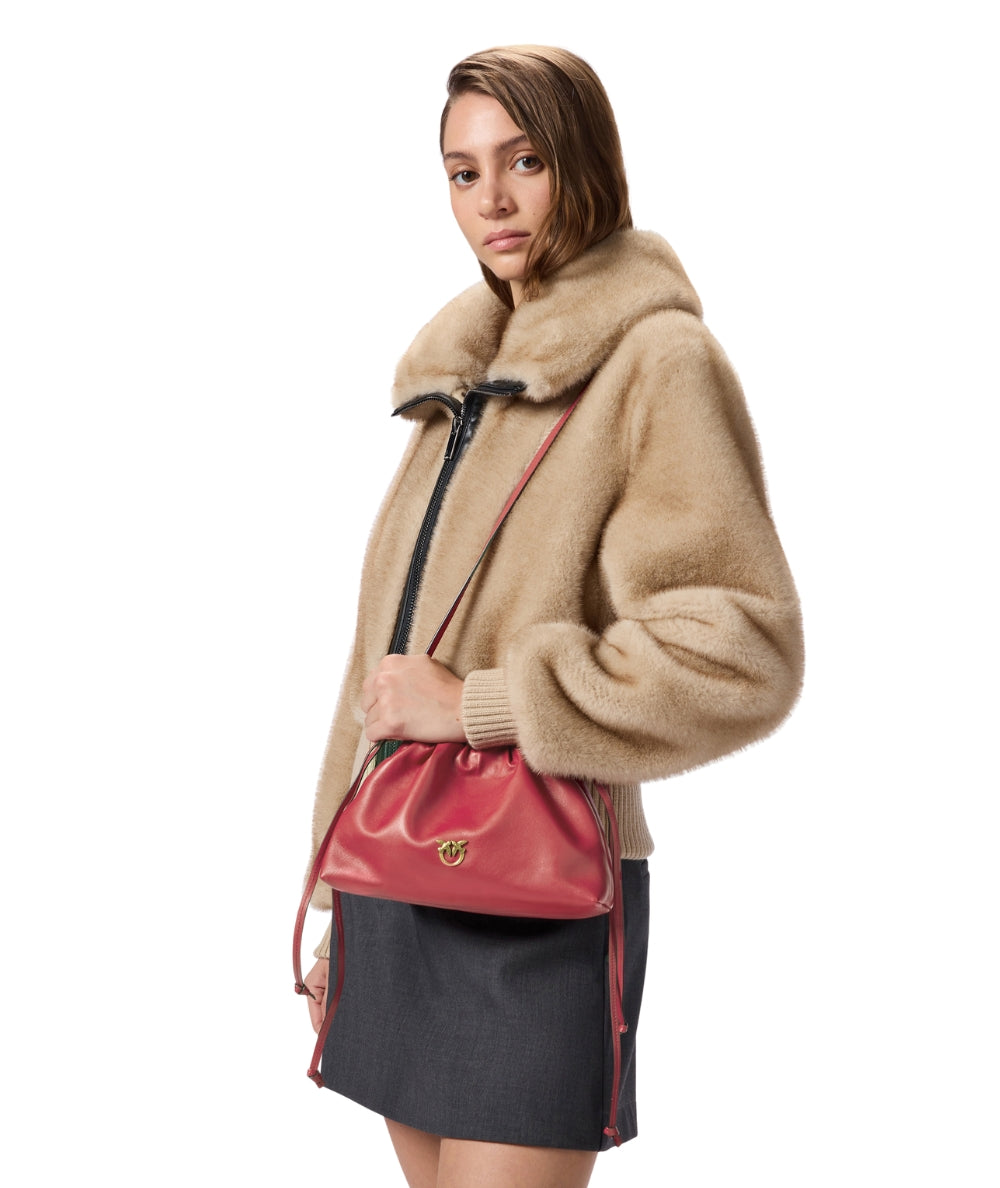 Pinko Mini Clutch in Morbida Pelle 105907-A0QO Rosso Lampone