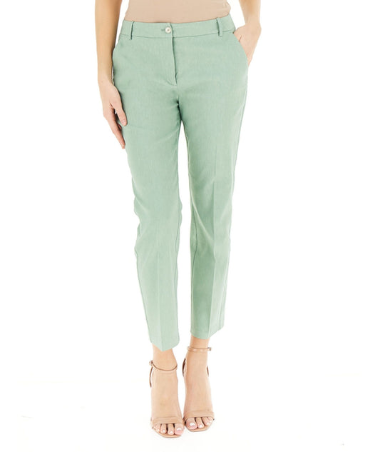 Pinko Pantalone in Lino Stretch a Gamba Dritta Bello 100155 A34I Verde