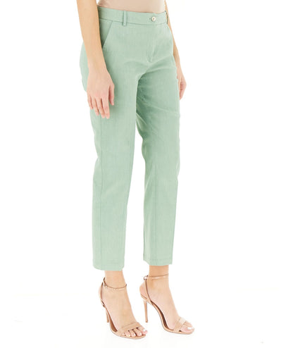Pinko Pantalone in Lino Stretch a Gamba Dritta Bello 100155 A34I Verde