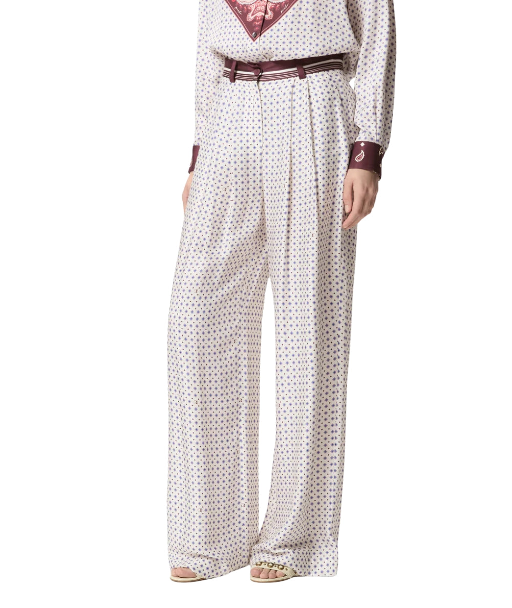 Pinko Pantalone in Twill di Viscosa in Fantasia Ruth 106203 A31K Multicolore