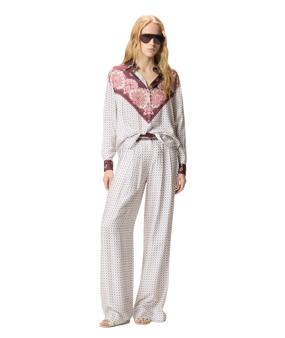 Pinko Pantalone in Twill di Viscosa in Fantasia Ruth 106203 A31K Multicolore