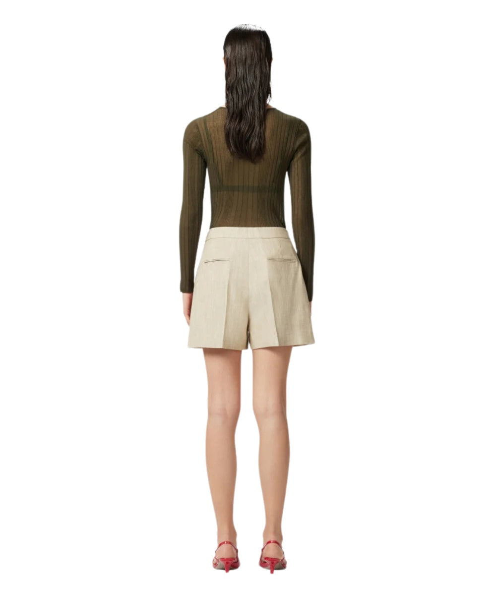 Pinko Shorts in Tela di Viscosa Penny Beige