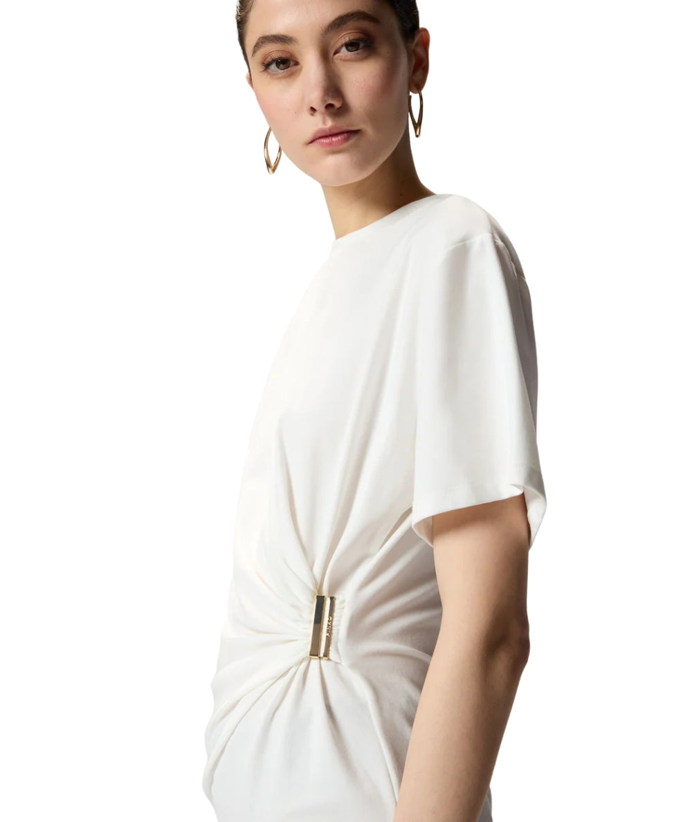 Pinko T-shirt Girocollo con Drappeggio 106455 A35D Bianco