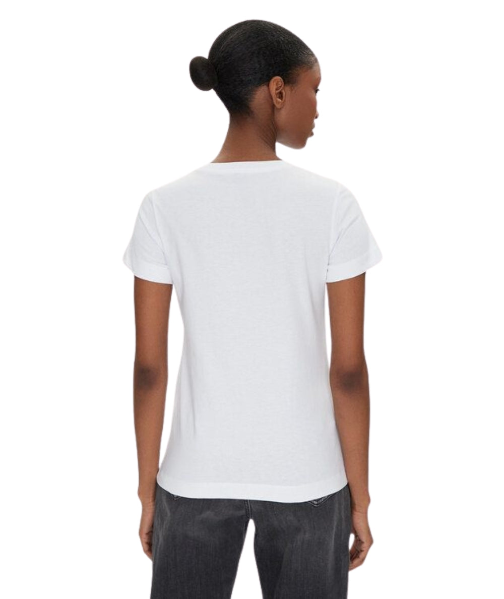 Pinko T-shirt con Logo Dorato Bussolotto 100355 A2OD Bianco 