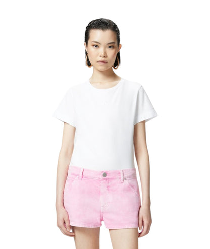 Pinko T-shirt con Logo Ricamato Bussolotto Bianco