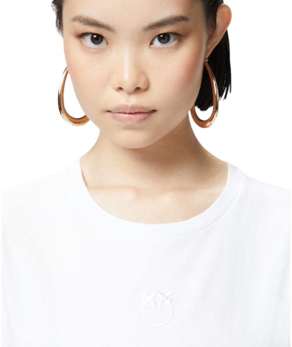 Pinko T-shirt con Logo Ricamato Bussolotto Bianco 3