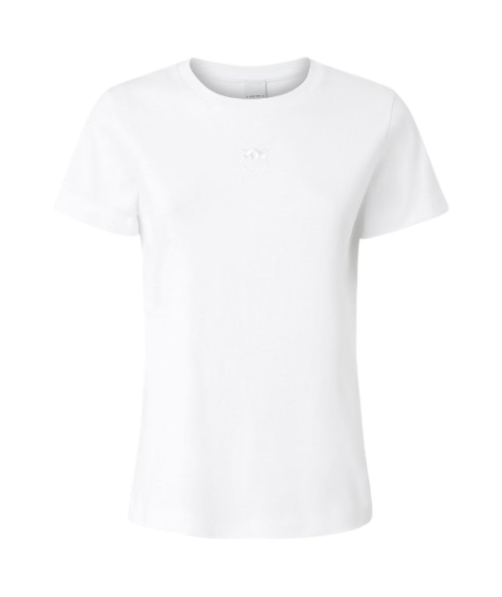 Pinko T-shirt con Logo Ricamato Bussolotto Bianco 4