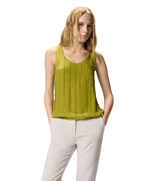 Pinko Top Smanicato con Strass TESSA 106214-A31F Verde