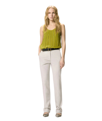 Pinko Top Smanicato con Strass TESSA 106214-A31F Verde