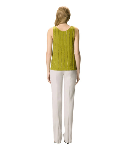 Pinko Top Smanicato con Strass TESSA 106214-A31F Verde