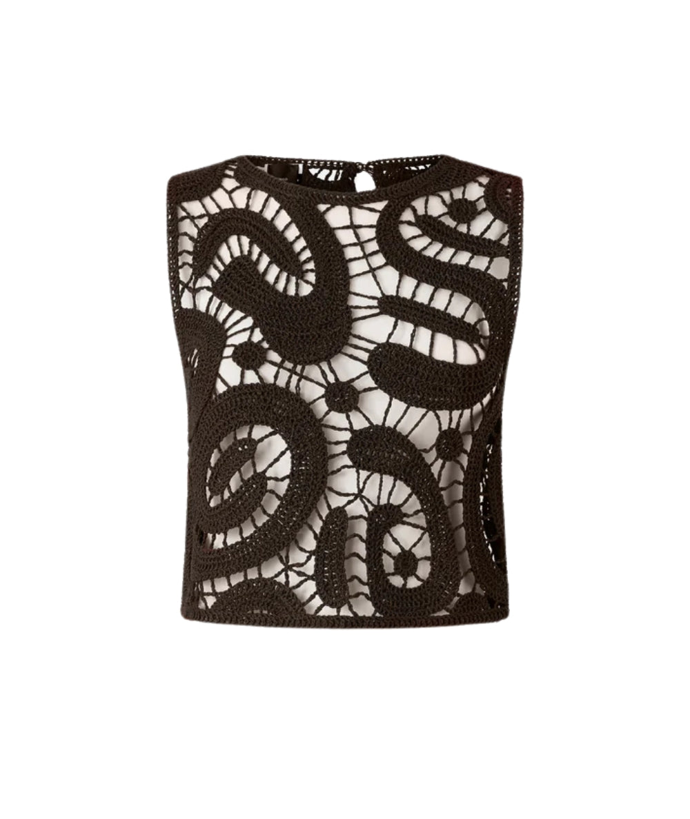 Pinko Top Smanicato in Crochet 106438 A354 Marrone