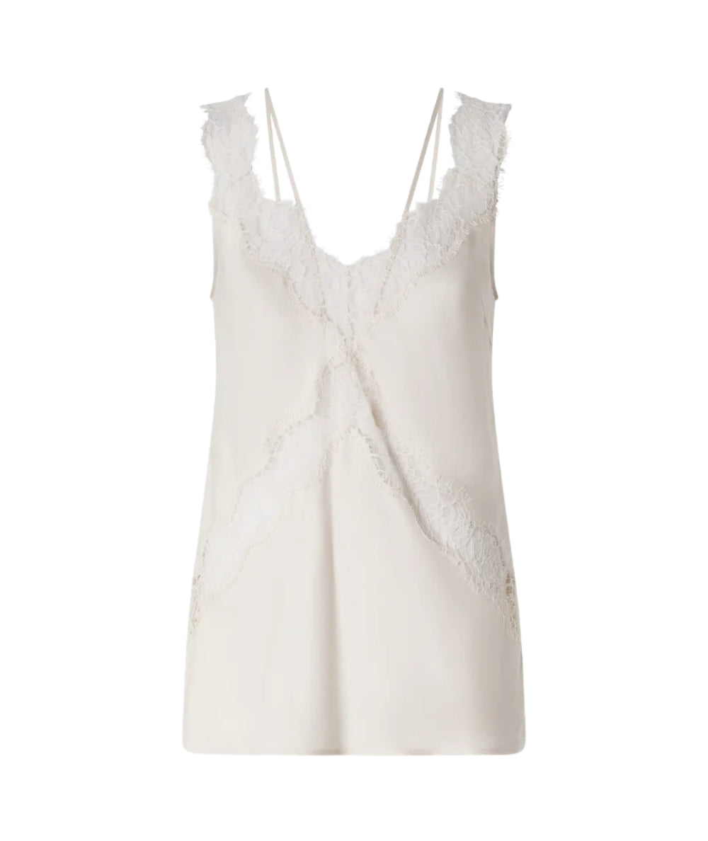 Pinko Top Stile Lingerie con Pizzo Intarsiato 106623 A385 Bianco