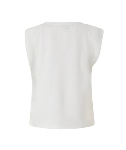 Pinko Top con Applicazione Dorata e Drappeggio Melody 106478 A35D Bianco