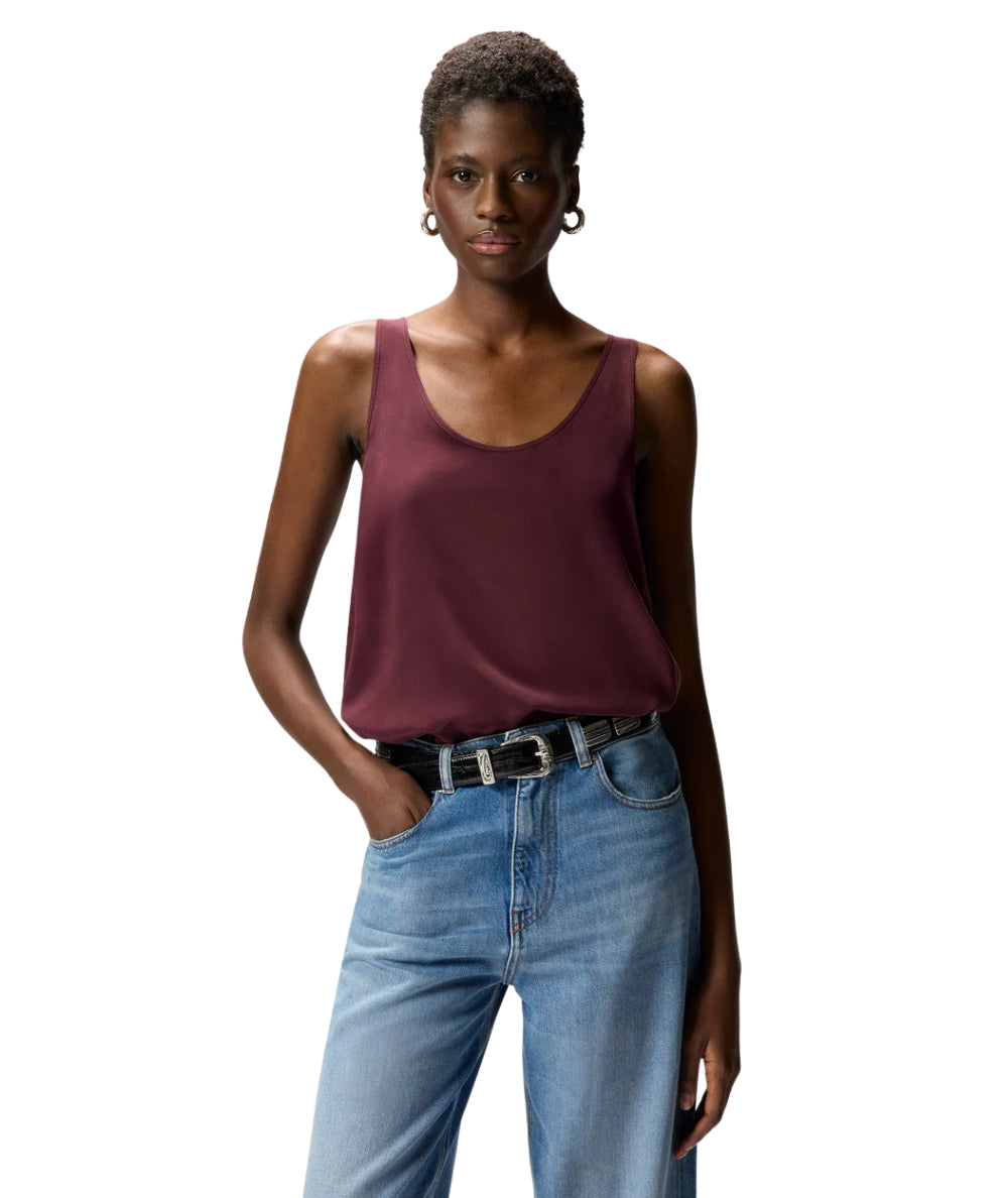 Pinko Top in Crepe de Chine con Ampio Scollo Crazy 104670 A2T7 Bordeaux