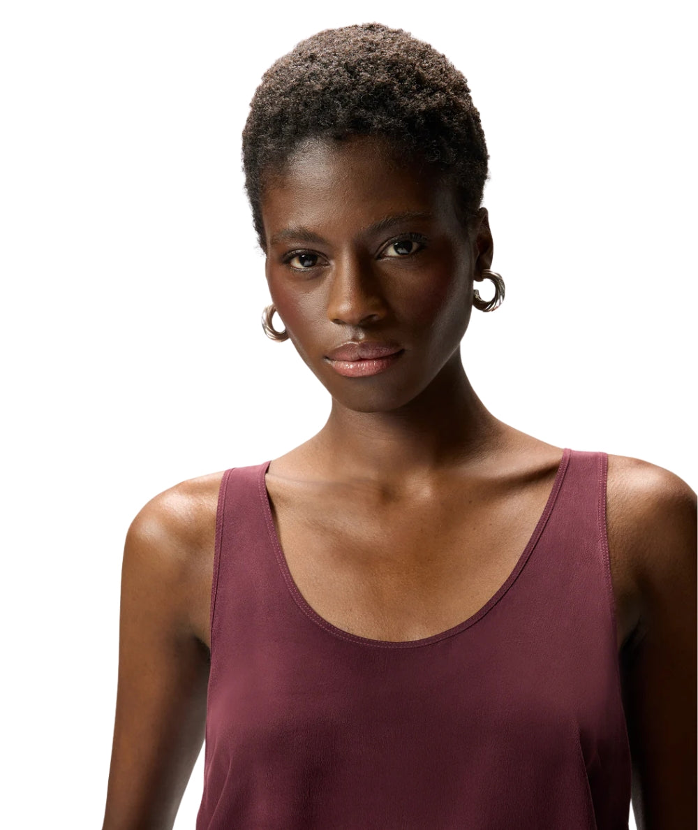 Pinko Top in Crepe de Chine con Ampio Scollo Crazy 104670 A2T7 Bordeaux