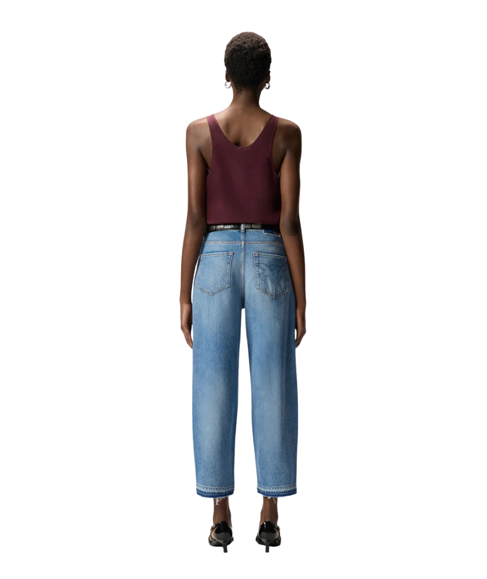 Pinko Top in Crepe de Chine con Ampio Scollo Crazy 104670 A2T7 Bordeaux