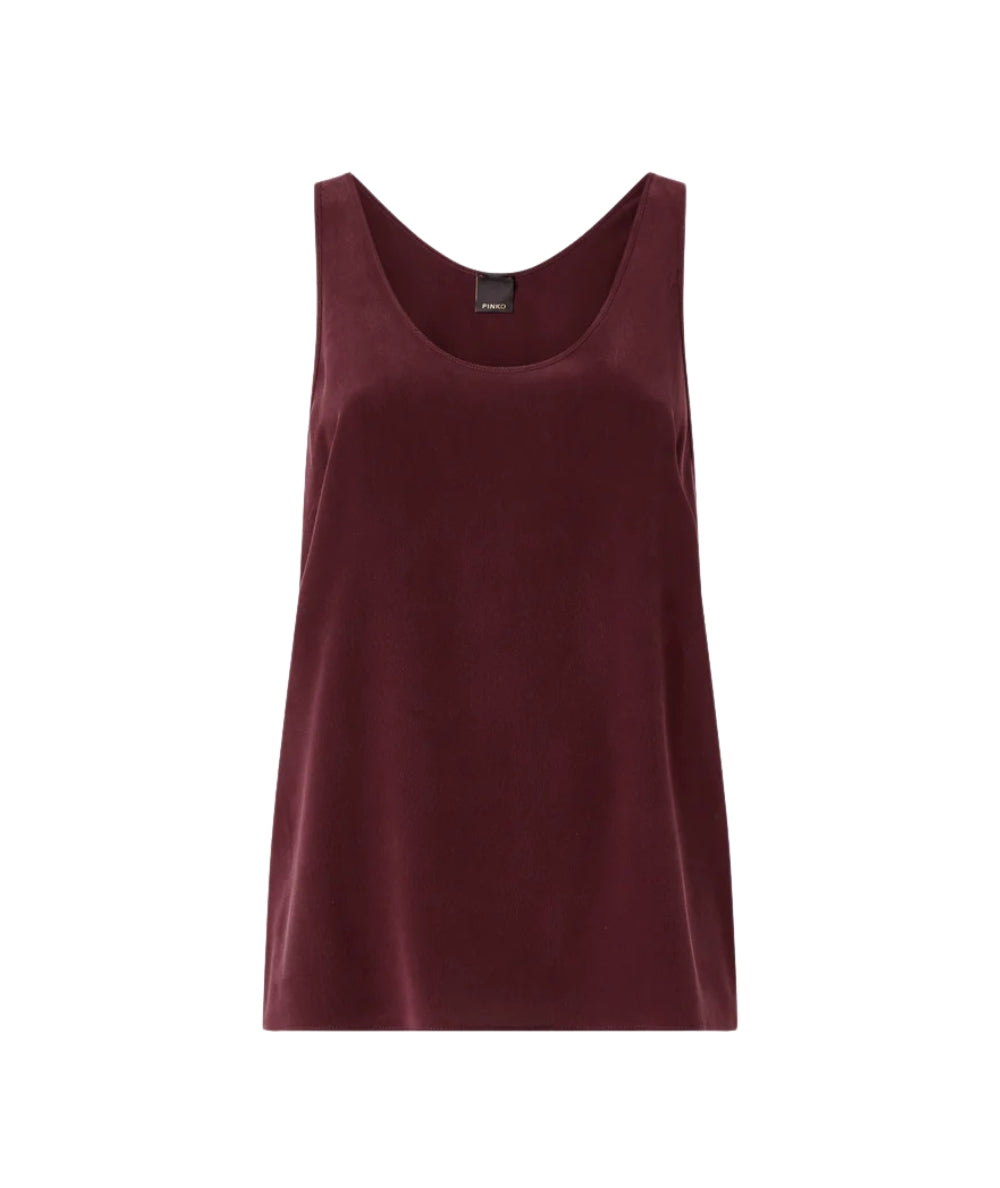Pinko Top in Crepe de Chine con Ampio Scollo Crazy 104670 A2T7 Bordeaux