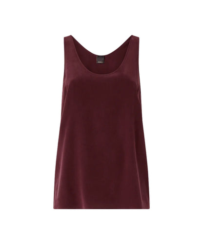 Pinko Top in Crepe de Chine con Ampio Scollo Crazy 104670 A2T7 Bordeaux