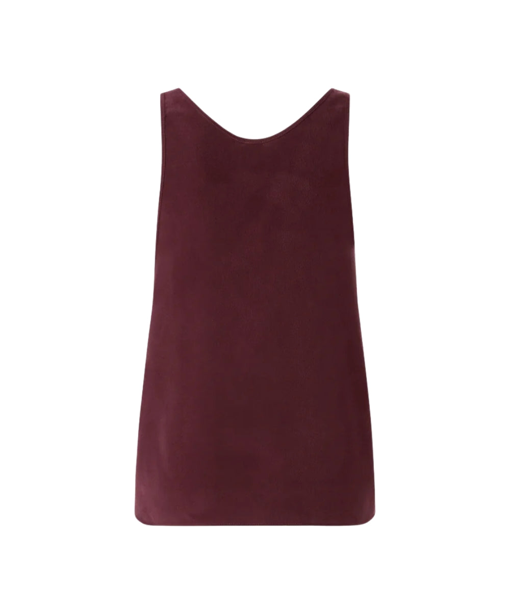Pinko Top in Crepe de Chine con Ampio Scollo Crazy 104670 A2T7 Bordeaux