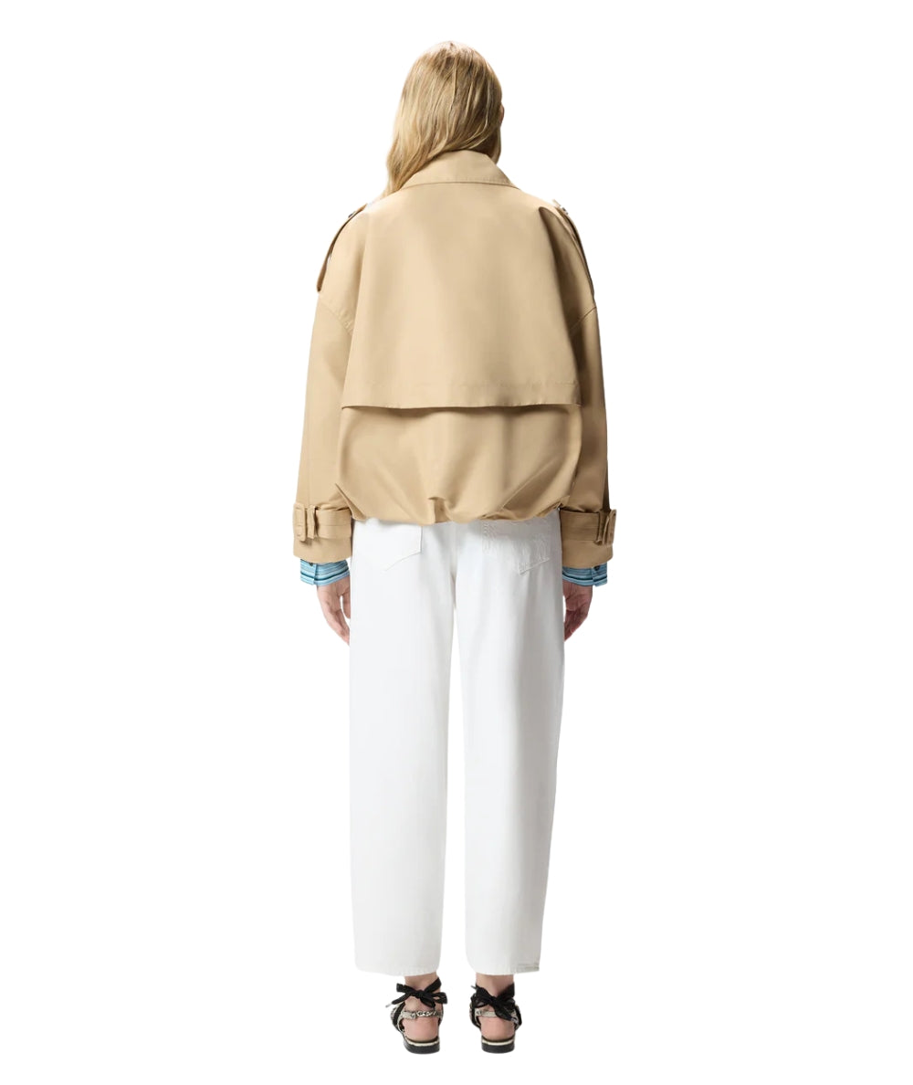 Pinko Trench Corto Doppiopetto in Gabardina Triscia 106325-A1PR Beige