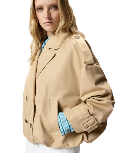 Pinko Trench Corto Doppiopetto in Gabardina Triscia 106325-A1PR Beige