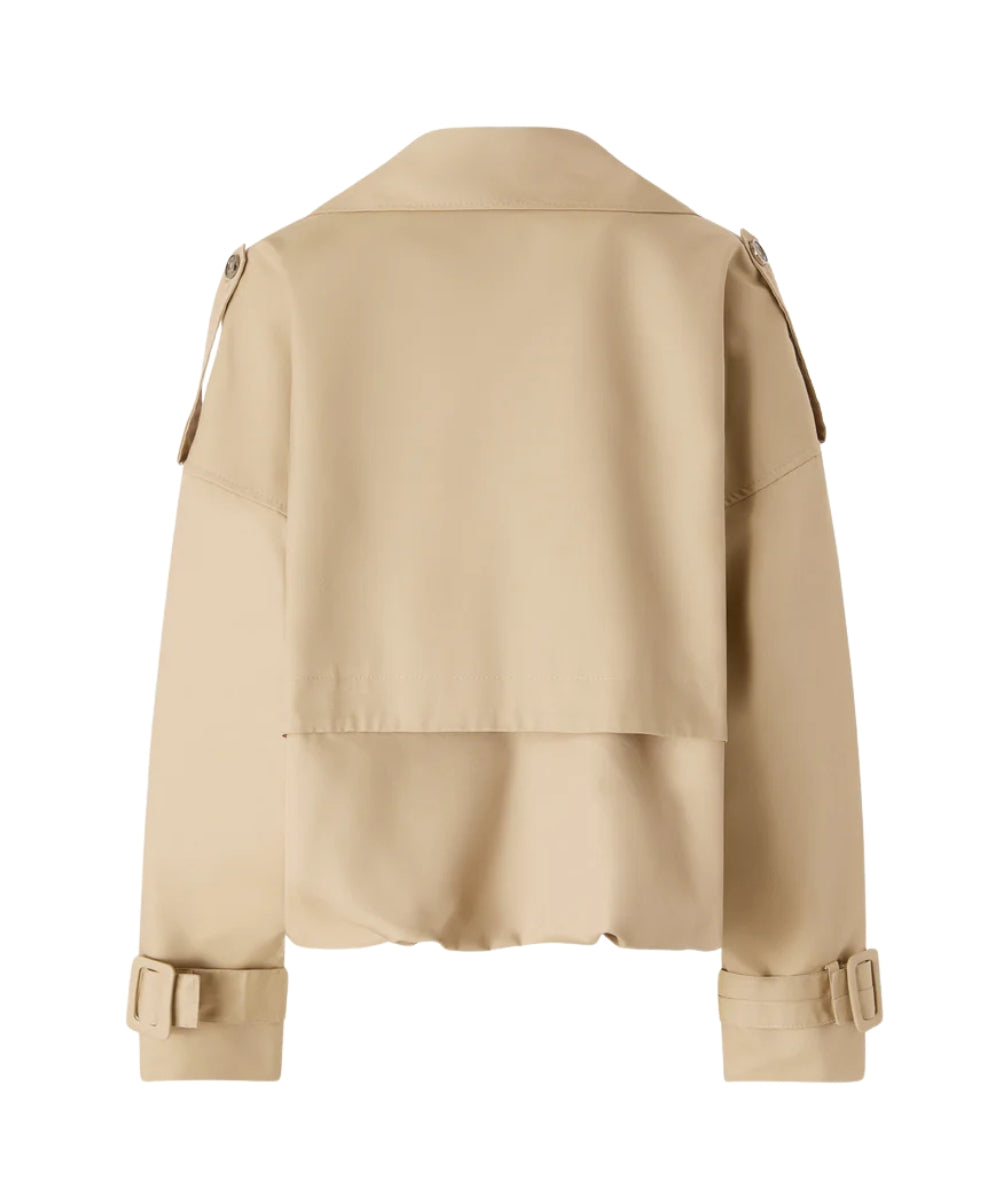 Pinko Trench Corto Doppiopetto in Gabardina Triscia 106325-A1PR Beige