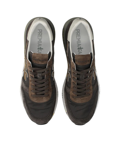 Premiata Sneaker in Suede e Tessuto Tecnico Mick Marrone Nero