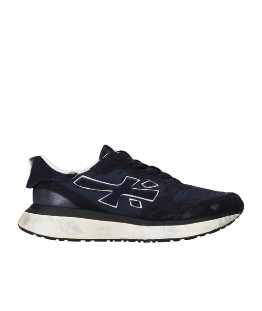 Premiata Sneakers Running in Cavallino e Nylon Lauryn Blu