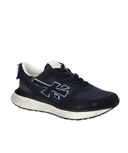 Premiata Sneakers Running in Cavallino e Nylon Lauryn Blu
