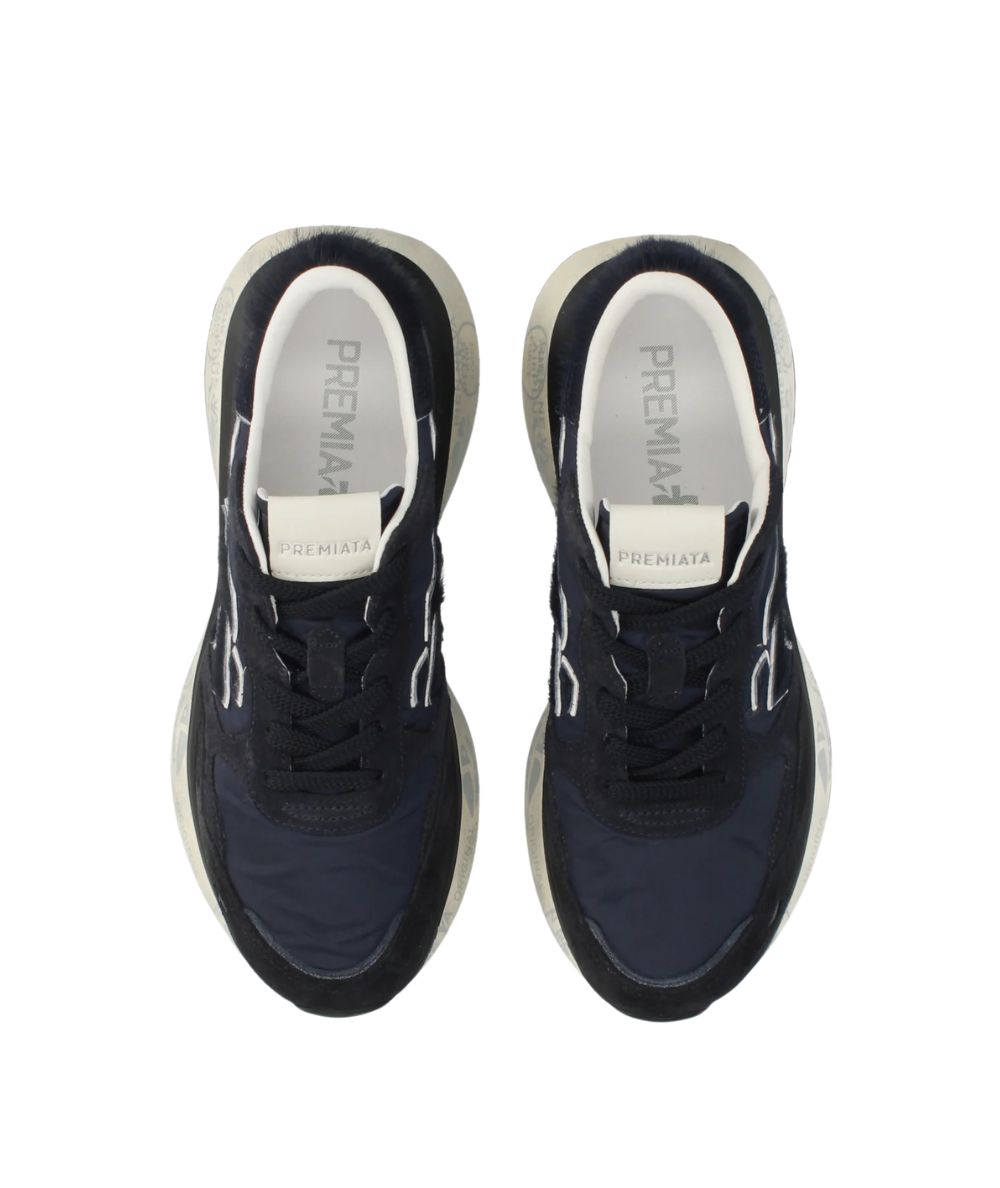 Premiata Sneakers Running in Cavallino e Nylon Lauryn Blu