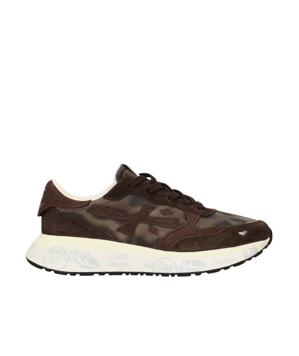 Premiata Sneakers Running in Pelle e Tessuto Lauryn Marrone