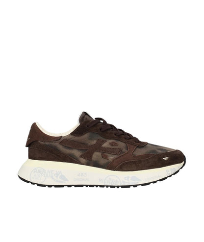 Premiata Sneakers Running in Pelle e Tessuto Lauryn Marrone
