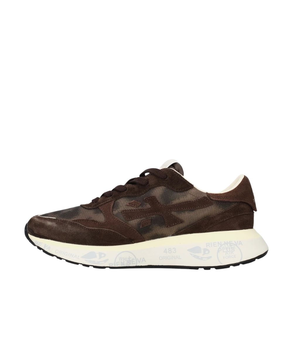 Premiata Sneakers Running in Pelle e Tessuto Lauryn Marrone