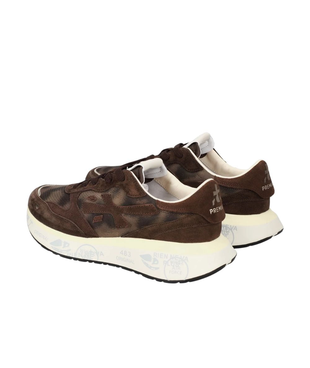 Premiata Sneakers Running in Pelle e Tessuto Lauryn Marrone
