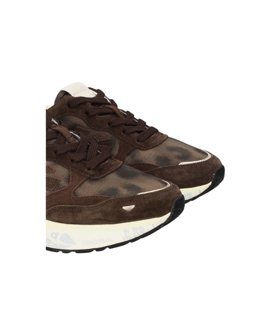 Premiata Sneakers Running in Pelle e Tessuto Lauryn Marrone