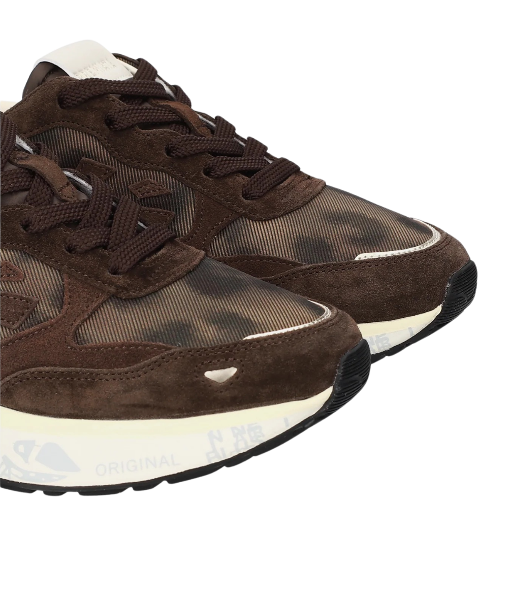Premiata Sneakers Running in Pelle e Tessuto Lauryn Marrone