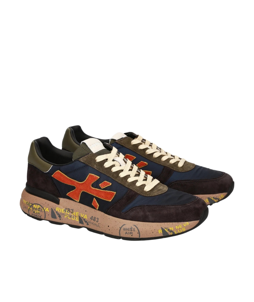Premiata Sneakers in Pelle MICK Blu Scuro Marrone