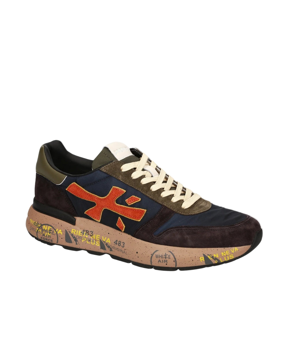 Premiata Sneakers in Pelle MICK Blu Scuro Marrone