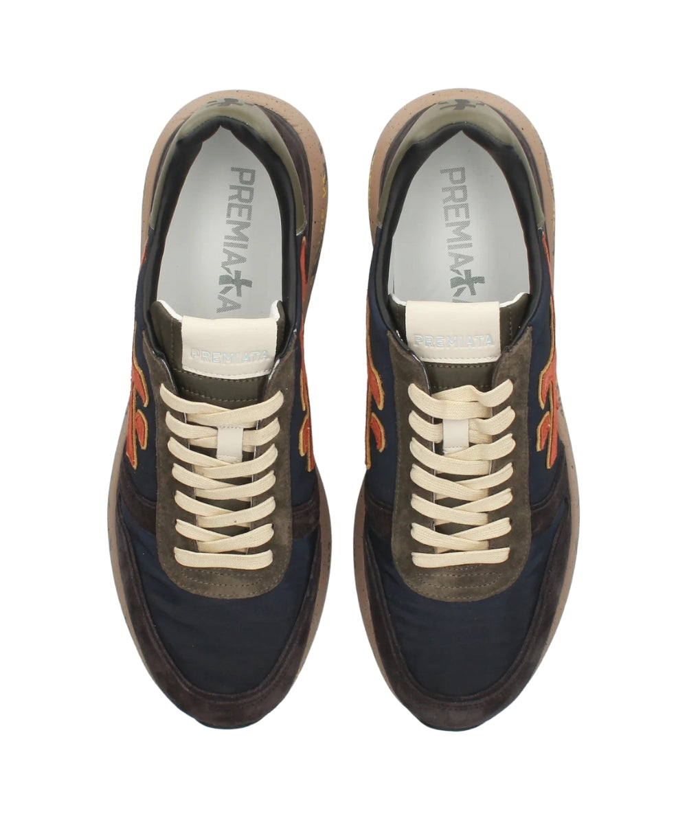 Premiata Sneakers in Pelle MICK Blu Scuro Marrone