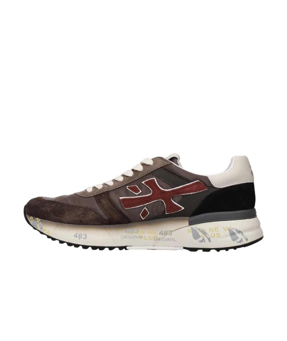 Premiata Sneakers in Suede e Tessuto Tecnico MICK Marrone 