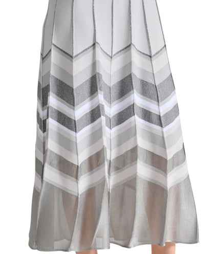 D.Exterior Pleated Dress with Lurex 60121 Pearl Grey
