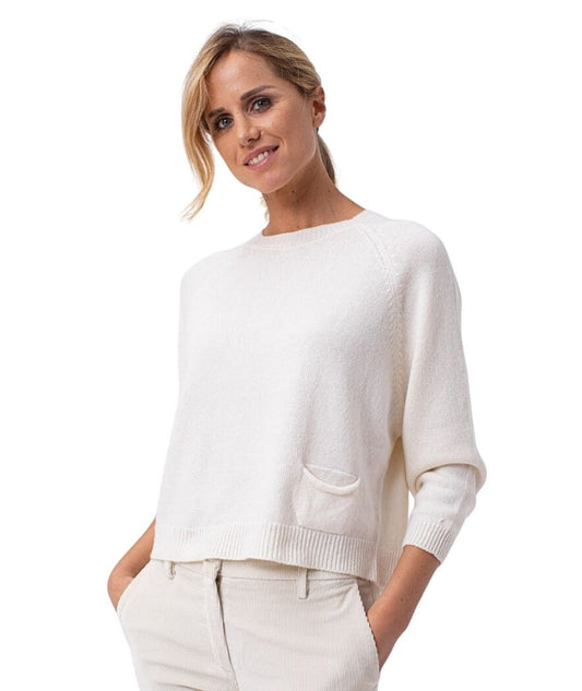 Vicario Cinque Maglione Girocollo con Taschino MANTOVA305 Bianco