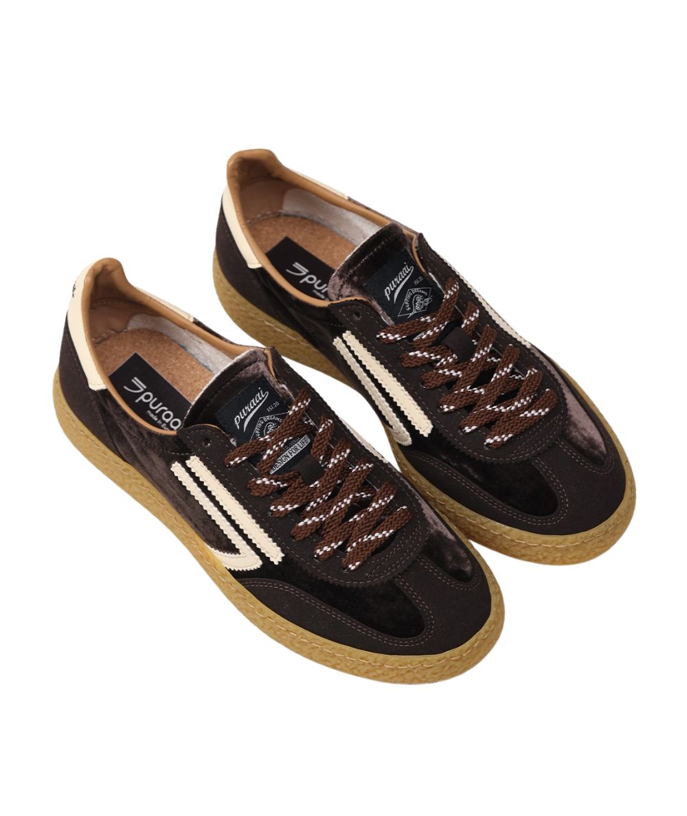 Puraai Sneakers in Microsuede e Velluto 6.01 XS Marrone PU601X-025