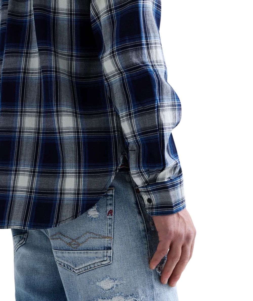 REPLAY Camicia in Fantasia Check M105Z.000.723T0W Blu