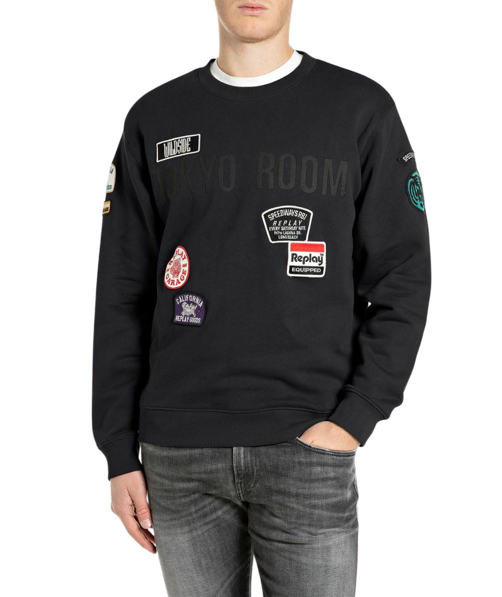 REPLAY Felpa Girocollo con Patch M13LR.001.7242NW Nero