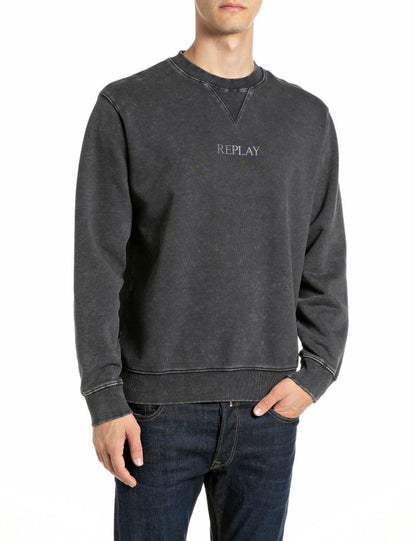 REPLAY Felpa Girocollo con Scritta M13LX.000.72296G Grigio Antracite