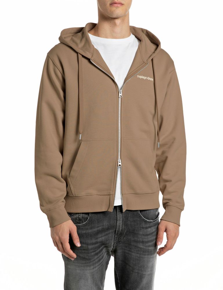 REPLAY Felpa con Cappuccio e Zip M13LU.000.7242OW Marrone