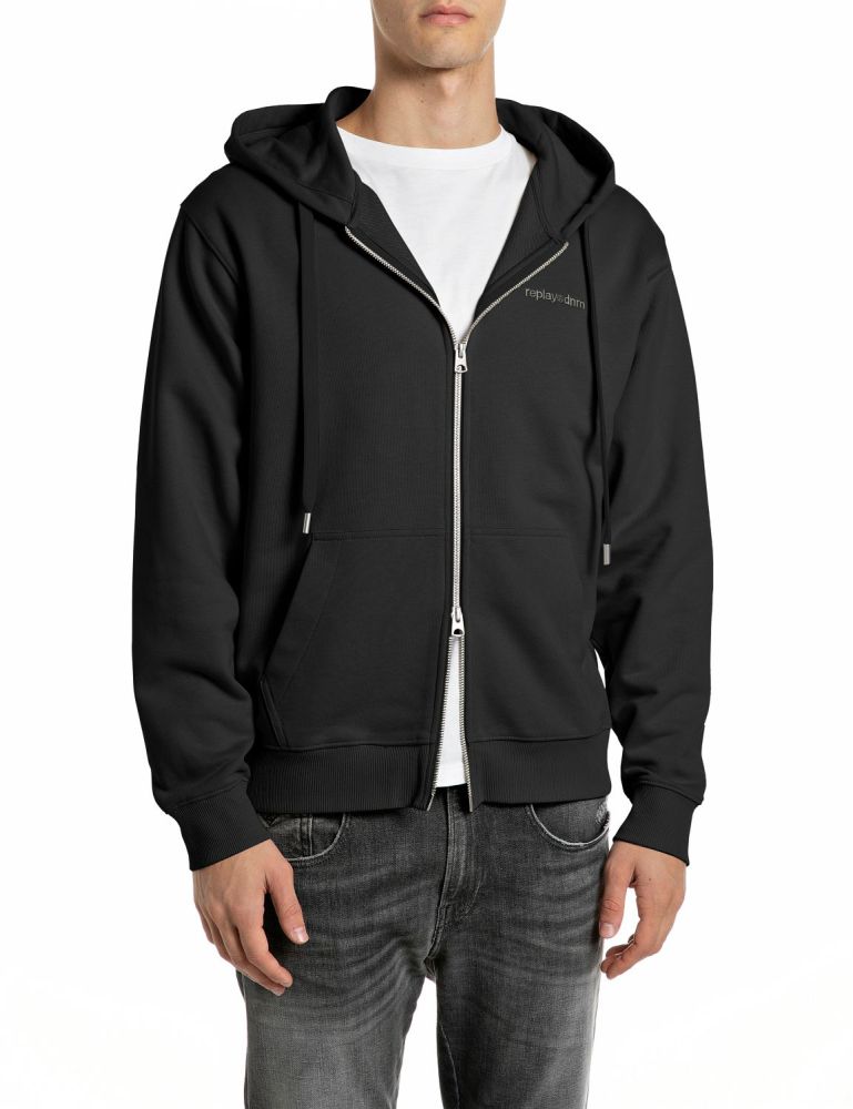 REPLAY Felpa con Cappuccio e Zip M13LU.000.7242OW Nero